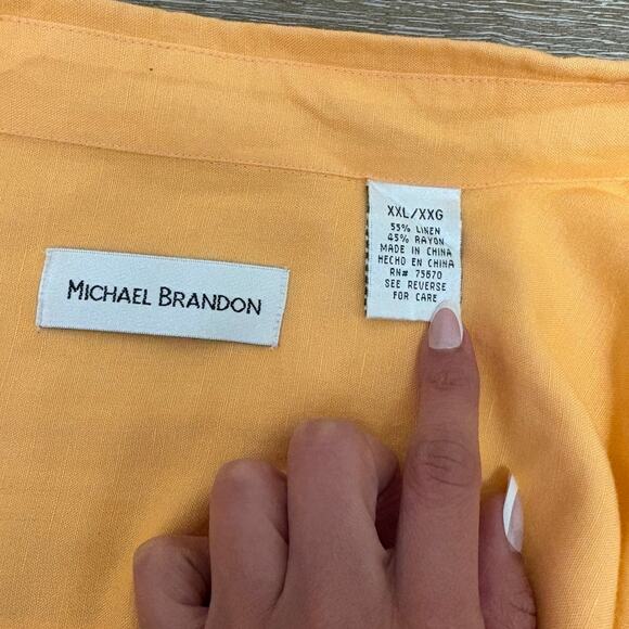 Michael Brandon Yellow Men's Short Sleeve Button Down Dress Shirt Size 2XL - Picture 5 of 5